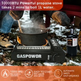 Dual Fuel Camp Stove with Windblocker, Propane or Butane Stove10000 BTU With Propane Adapter Hose and Carrying Case Propane Stove for Camping,Gas Portable Stove for Huting, Hiking（Fuel not included）