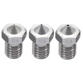SIUTEC® Premium V5 / V6 Stainless Steel Nozzle/Nozzle Set 3 Nozzles: 0.4/0.6/0.8 mm, for i3, i3 Mega S, Chiron, 4MAX, Vyper, Kobra, Kobra Max, E3D V5 / V6 - for 1.75 mm Filament
