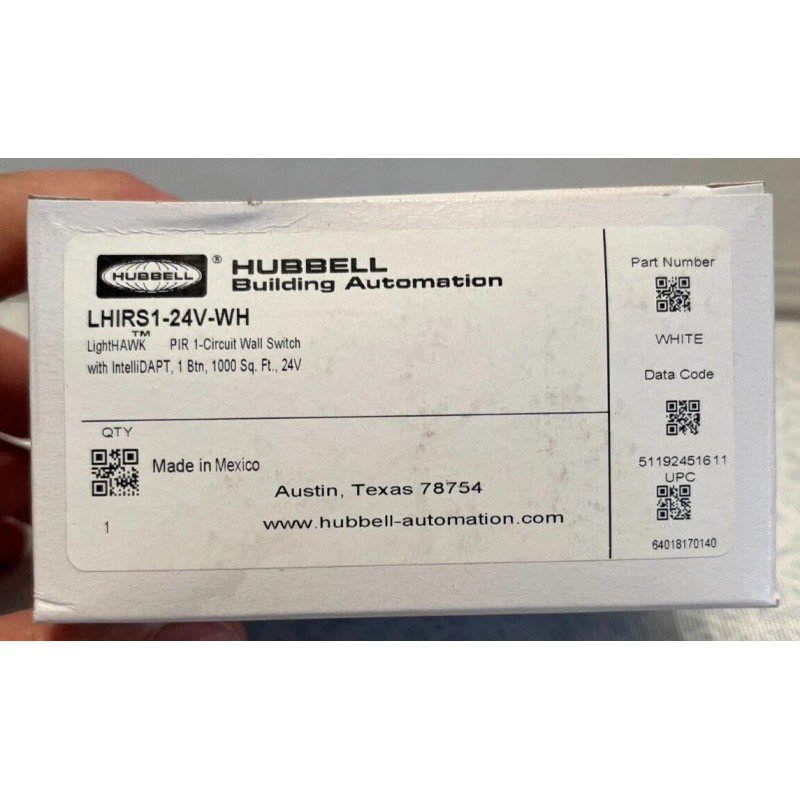 Hubbell LHIRS1-24V-WH, Lighthawk PIR Sensor 1-Circuit Wall Switch-NEW-