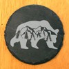 Bear Necessities: Slate Coasters with Majestic Mountain & Tree Scene