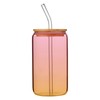 Slant Collections Glass Tumbler with Lid and Straw Glass Cup