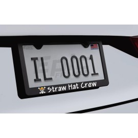RED COBRA Straw Hat Crew Pirates Logo One Piece License Plate Frame Premium Black Metal