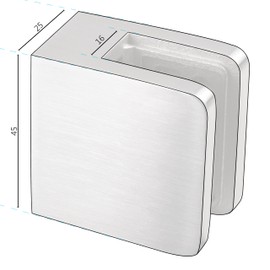 8 x Stainless Steel Glass Holder Square for 6 mm Glass - Glass Clamp Flat for Straight Surfaces - Railing Fuse