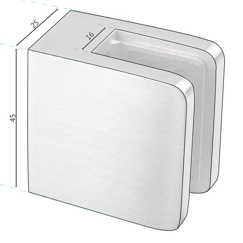 8 x Stainless Steel Glass Holder Square for 6 mm