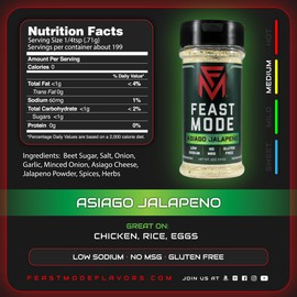 Feast Mode Flavors | Cheddar Jalapeno Pack | 2 count | 5oz seasonings | Asiago Jalapeno | Spicy Cheddar Bacon | meal prep seasoning, low sodium, no msg, gluten free, low calorie, no artificial fillers, healthy flavoring