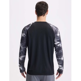 baleaf Rash Vest Mens with Zip Pockets Long Sleeve Rash Guard BJJ Swimming Shirts Quick Dry UPF 50+ UV Protection Black Coconut S