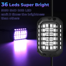 12 Pods 36 LEDs RGB Rock Lights Compatible with 12V Trucks Jeep UTV SUV ATV Boat Golf Cart,Waterproof, Multi-Color App/Remote Control Underglow Lights with Music Mode Plug and Play Easy Installation