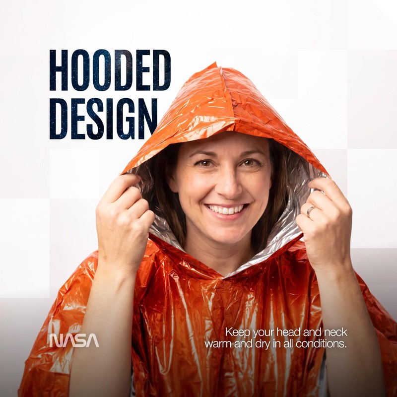 NASA Emergency Poncho – Anti-Tear Mylar™ Blanket (4-Pack, Solar Orange)