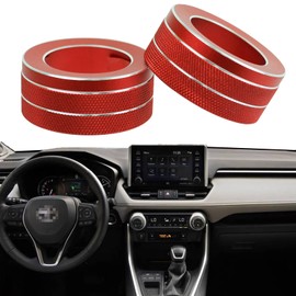 KEEGTBOX Center Control Switch Knob Ring Trim AC Air Conditioning Knob Cover Compatible with Toyota RAV4 2019 2020 2021 2022 RAV4 Prime 2021 2022 Interior Accessories