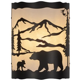 Monaxon Rustic Bear Sconce Wall Lamp with Shade – E26 Base, Large Modern Farmhouse Wall Light for Bedroom, Living Room, Hallway, Stairway, Headboard, Porch-13 H*10 W*5 D（in）