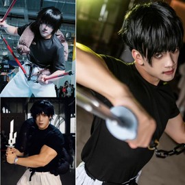 KiyaCos Short Black Men's Anime Role Play Wig Toji Fushiguro Synthetic Fiber Cosplay Costume Wig