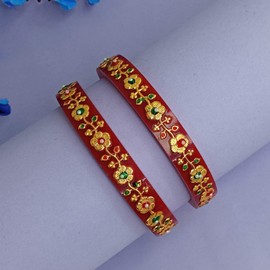 Efulgenz Fashion Jewelry Indian Bollywood Crystal Rhinestone Floral Wedding Bridal Bracelet Bangle Set (2 Pcs)