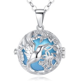 AEONSLOVE Harmony Ball Necklace Angel Chime Caller Bola for Pregnancy Gifts Hummingbird Pendant Necklaces for Women Maternity Mom to be Jewelry