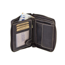 Wallet with side zip pocket LEAS, Genuine Leather, dark brown - ''LEAS Vintage-Collection''