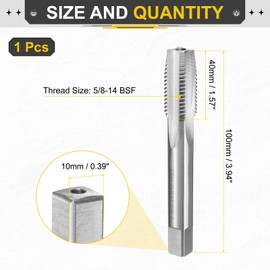 sourcing map Hand Taper Tap 5/8-14 BSF 2B Thread Taper Style Taps Straight Flute Screw Tapping Threading Tool High Speed Steel HSS6542