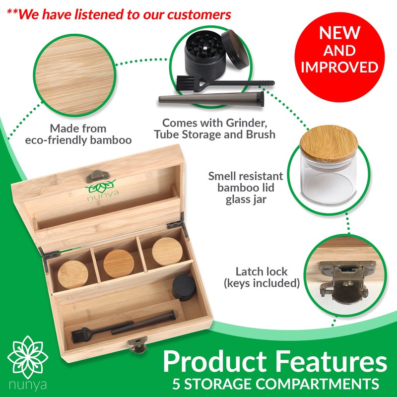 Improved. Nunya Large Storage Box for Herbs with Accessories, a