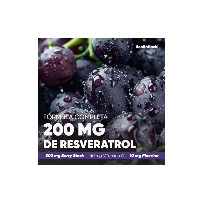 Resveratrol Antioxidante 180 Gomitas para Adulto Sin Azúcar Health Hack