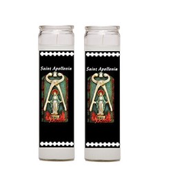 Gifts by Lulee, LLC Saint Apollonia Patron of Dentists and Those with Dental Disease 2 Candle Set with Prayer in The Back