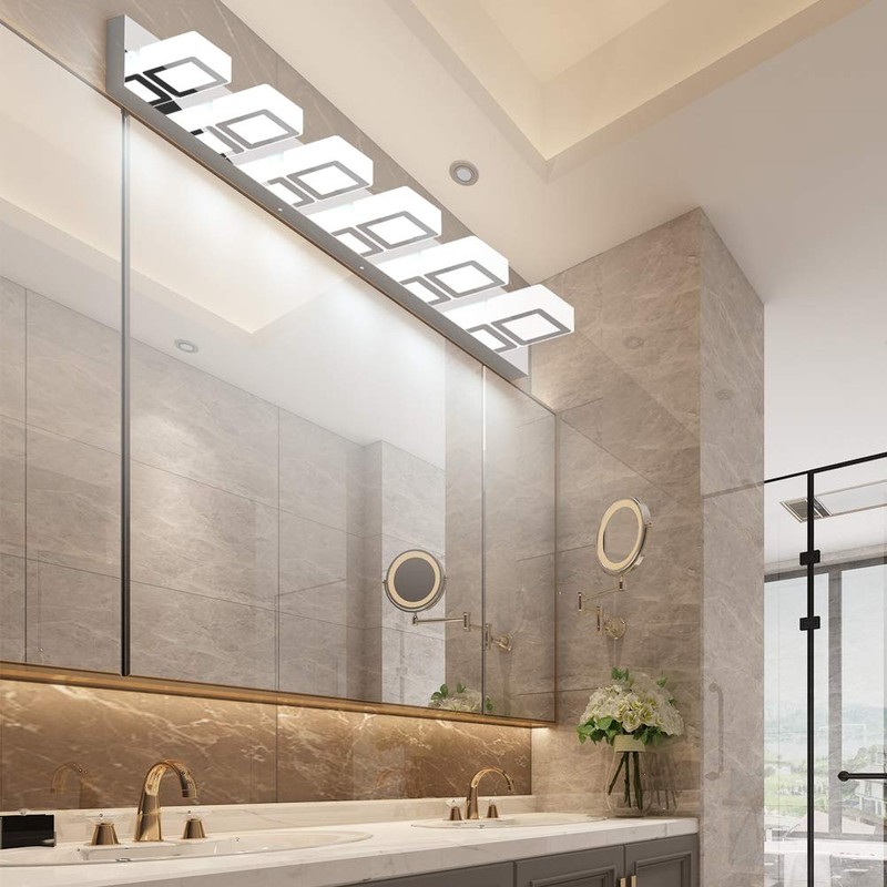 Ralbay Modern LED Bathroom Vanity Lights 6 Lights Acrylic Stainless