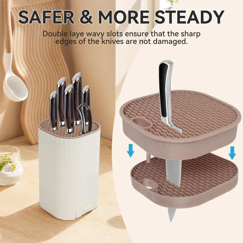 Knife Block Without Knives with Sharpening Stone Large Volume with
