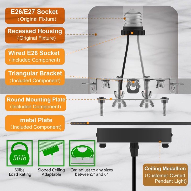 YIIZON 5 and 6 inch Recessed Can Light Conversion Kit,