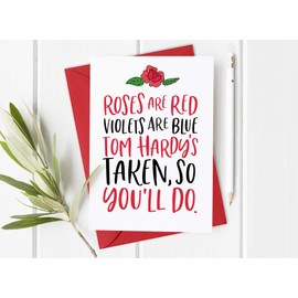 Tom Hardy Funny Valentines Card for Him, Boyfriend Husband, Tom Hardy Merchandise Gifts, Roses are Red Funny Anniversary Card