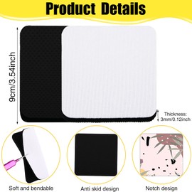 Cunhill 35 Pieces Sublimation Blanks Coasters, 3.54 x 3.54 Inch Square Blank Cup Mat Rubber Coasters Blank Cup Coaster for Sublimation Transfer Heat Press Printing DIY Crafts