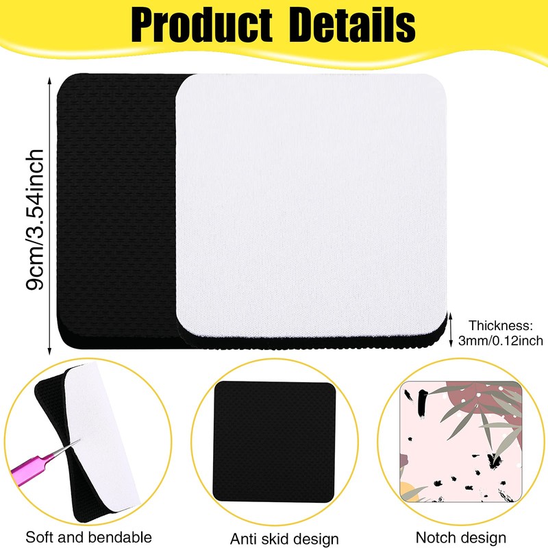 Cunhill 35 Pieces Sublimation Blanks Coasters, 3.54 x 3.54 Inch