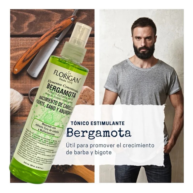 Tonico Bergamota Estimula Crecimiento Cabello Y Barba 2 Pzas