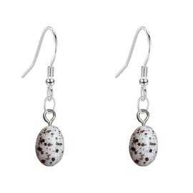 JDONL Simulated Resin Quail Egg Earrings for Women Cute Funny Food Egg Dangle Drop Earring Party Jewelry (Grey White)