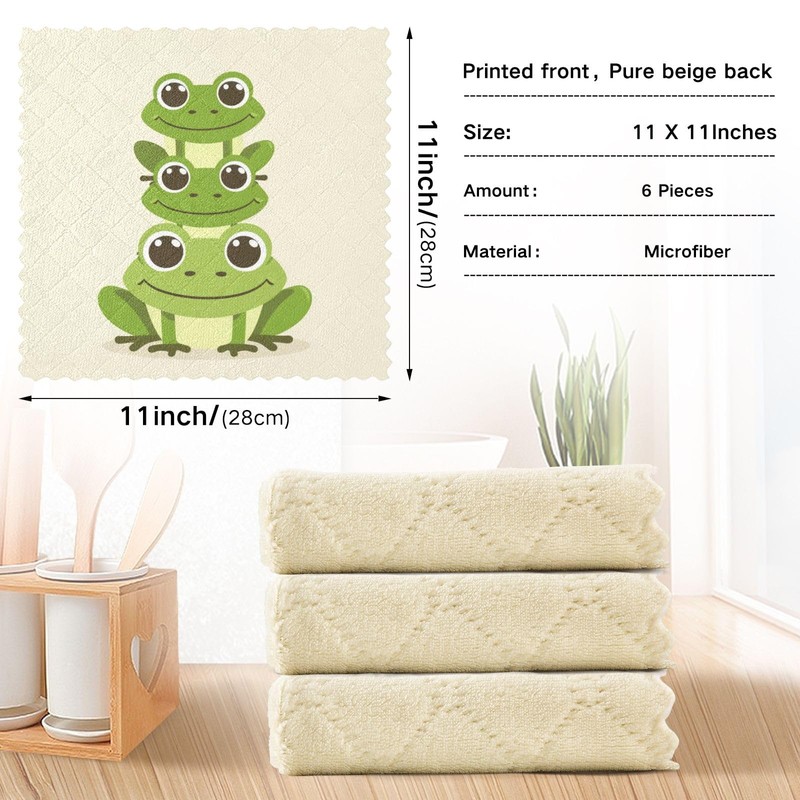 senya Overlay Frog Print Dish Cloths 6 Pack Dish Towels