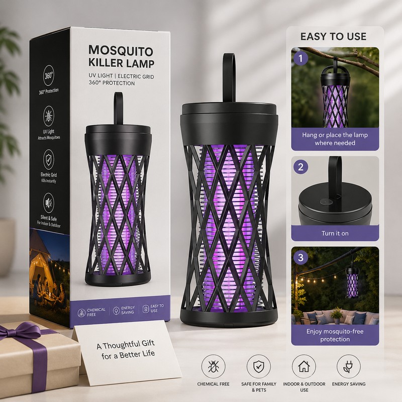 Electric Mosquito Zapper Lamp for Indoor & Outdoor Use –