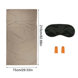 ZHYUAN Ultra Lightweight Travel Sleeping Bag, Ultralight Sleeping Bag Lining, with Eye Mask and Ear Plugs, Thin Comfort Travel Sleeping Bag, for Summer, Backpacking, Hotels and Cabin (Khaki Brown)