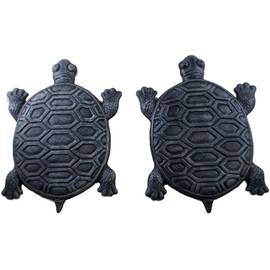 Set of 2 Iron Verdigris Garden Turtle Stepping Stone