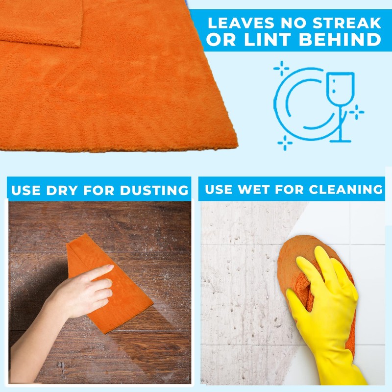 Towelogy® Professional Microfibre Cloths for Multipurpose Cleaning Edgeless for Dusting