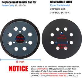 5 Inch 8 Hole Replacement Sander Pad for DeWalt, Makita, Porter Cable Orbital Sander - Fits DW421/K, DW423/K & BO5010, BO5030K, BO5031K, BO5041K & 390K 382 343 Replacement Sander Pad