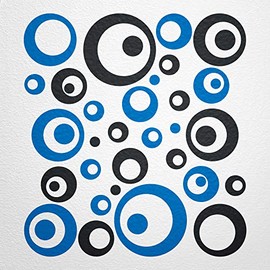 WANDfee® Wall Tattoo, Circles, Dots, 50 Stickers, Colour Choice For Children's Bedroom, Living Room, Hallway, Bathroom, Kitchen, Tile Stickers, black