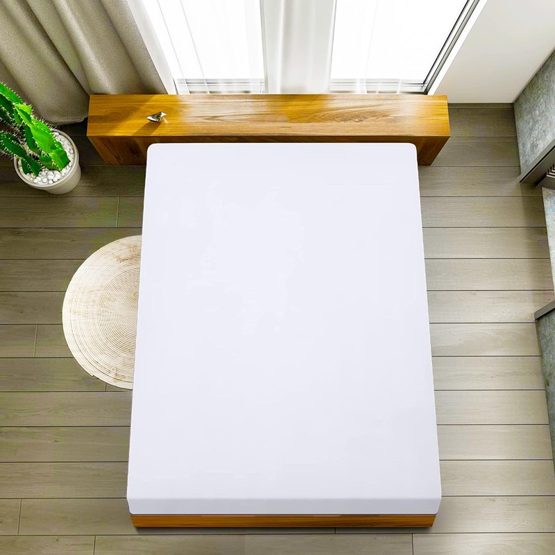 EV DEKOR®MF0001 Fitted Sheet Double, White - Deep Pocket Bedsheet