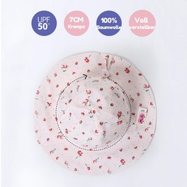 Foruhoo Girls' Sun Hats UV Protection, Adjustable Wide Brim Summer Hat for Baby, cherry