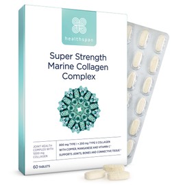 Healthspan 1,000mg Marine Collagen Complex 60 Tablets | 800mg Type I + 200mg Type II Collagen | Support Your Joints, Bones & Connective Tissue | Added Benefits for Skin & Beauty