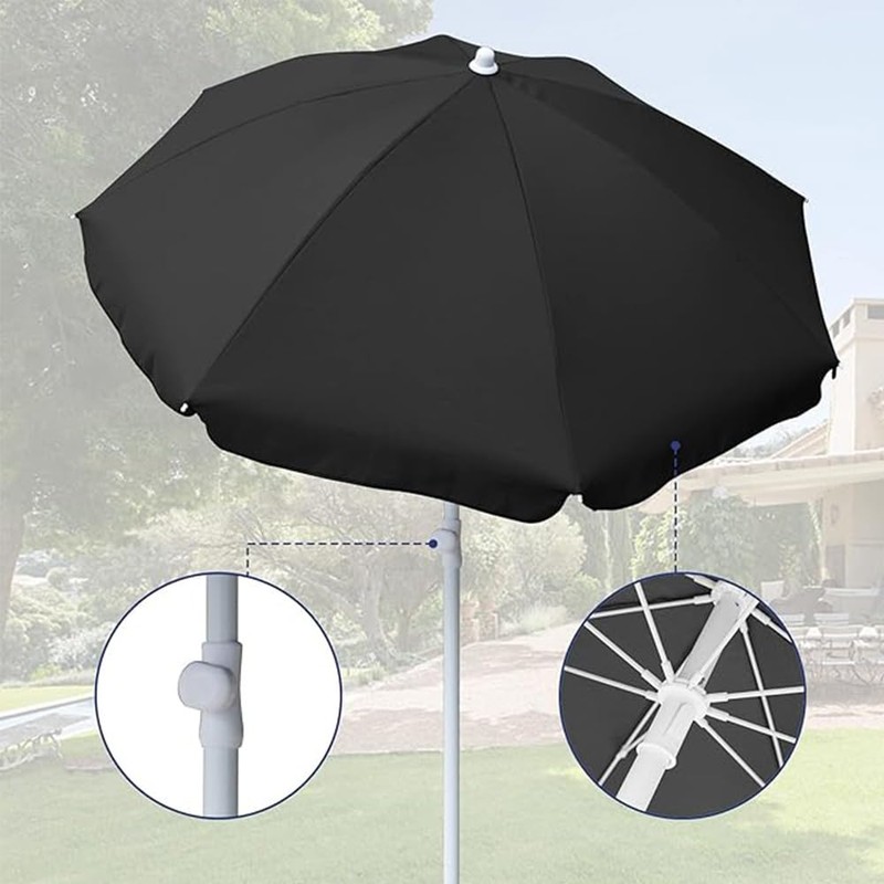 AMMSUN 6FT Portable Outdoor Picnic Beach Umbrella with Tilt Function,