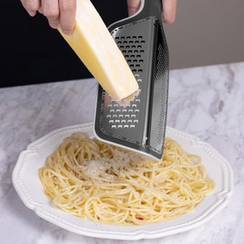 Cohesion Zester Grater Double-sided Graters for Kitchen - Kitchen Lemon Zester Tool for Cheese, Citrus, Garlic, Ginger, Nutmeg, Chocolate, Fruits, Vegetables with Sharp Premium Stainless Steel - Grey