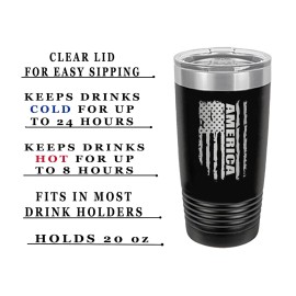 Rogue River Tactical USA Flag America 20 Oz. Travel Tumbler Mug Cup w/Lid Vac...