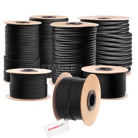 Seilwerk STANKE 50 m 5 mm Polypropylene Hollow Braided General Purpose Rope PP Line Mooring Anchor and Rigging Line Heavy Duty Twine Black