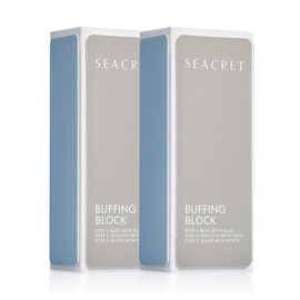 SEACRET Nail Buffer Block - 3-Way Salon Shine for Natural Nails, Smooths Ridges & Buffs to Glossy Finish Without Polish - Korean Made - Manicure & Pedicure, Pack of 2