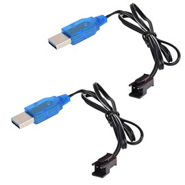 SAMLOO 2 Pack 3.7V Lipo Battery USB Charger Cable SM-2P Port Cable for 3.7V RC Boat Car Truck Toy Rechargeable Li-Po Battery Charger