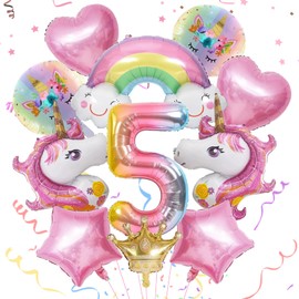 MACULPER Pack of 12 Unicorn Balloons Unicorn Decoration Children's Birthday Unicorn Decoration Unicorn Birthday Decoration 5 Years Unicorn Balloons 5 Years Unicorn Party Birthday for Birthday