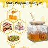ANSQU Honey Pot, Airtight Glass Honey Jar with Bamboo Lid