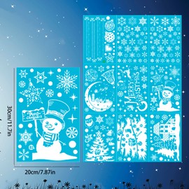 Christmas Window Stickers, Pack of 9 Window Stickers Christmas, Snowflakes Window Pictures, White Window Decoration, Christmas Reusable, Christmas Window Pictures for Glass Windows, Christmas
