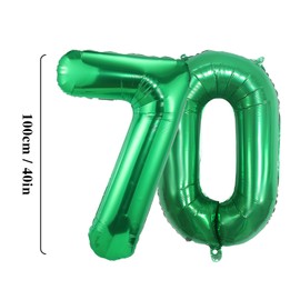 Number 70 Green Balloons for Birthday Party Decoration, 40 Inch Giant Helium Foil Number for Women Men 70th Birthday, Anniversary Party Decorations Supplies